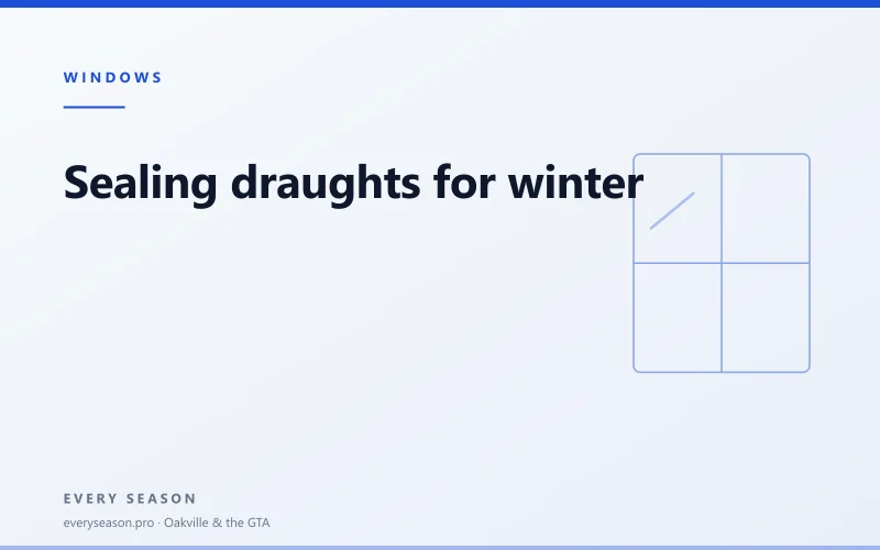Light editorial banner with a window illustration and the title Sealing draughts for winter
