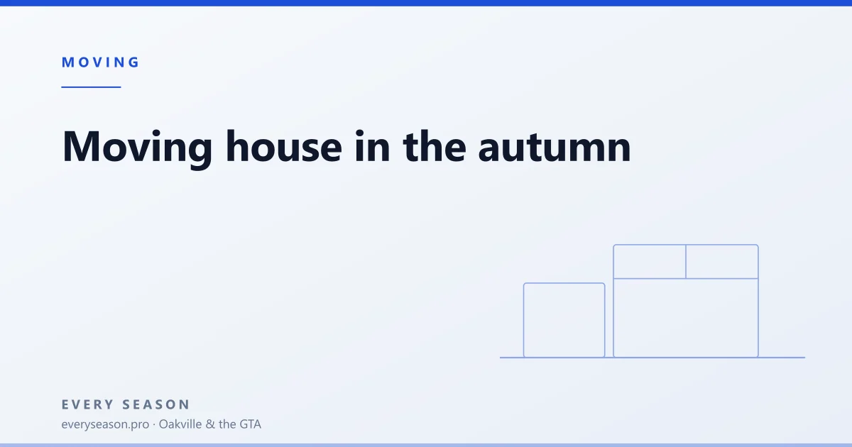 Editorial banner reading 'Moving house in the autumn' with a line-drawn moving box motif on a light background
