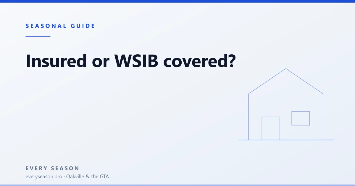 Light editorial banner reading What insured and WSIB coverage mean, with a house outline motif